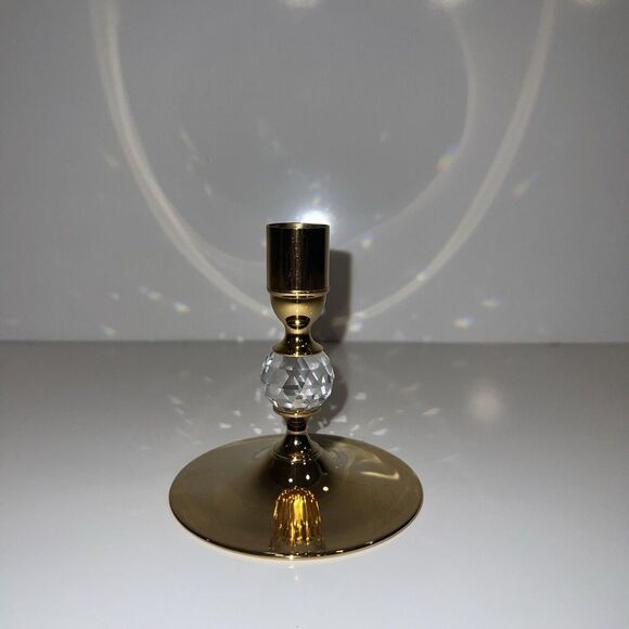 Valerio Albarello ‎ 24K Gold Plated Swarovski Crystal Candlestick - Picture 2 of 5